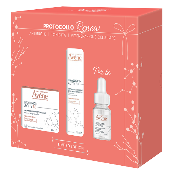 EAU THERMALE AVENE HYALURON ACTIV B3 COFANETTO NATALE 2026 RENEW CREMA RIGENERANTE CELLULARE 50ML+TRATTAMENTO CONTORNO OCCHI TRIPLA CORREZIONE 15ML+CONCENTRATED PLUMPING SERUM 10ML - farmacia187.it