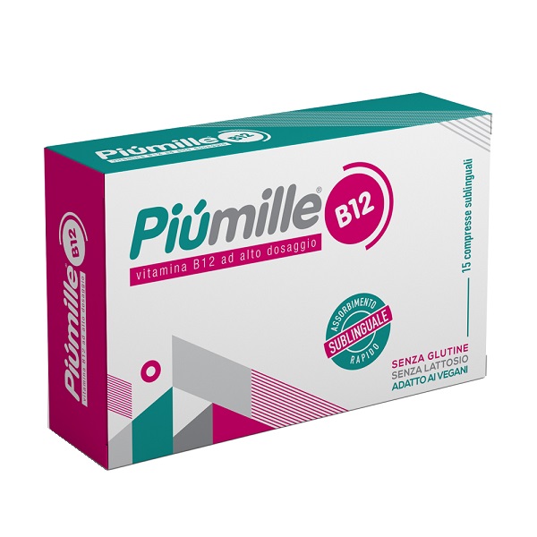 PIUMILLE B12 15 COMPRESSE SUBLINGUALI 0,080 G SENZA GLUTINE  SENZA LATTOSIO CON EDULCORANTE - farmacia187.it